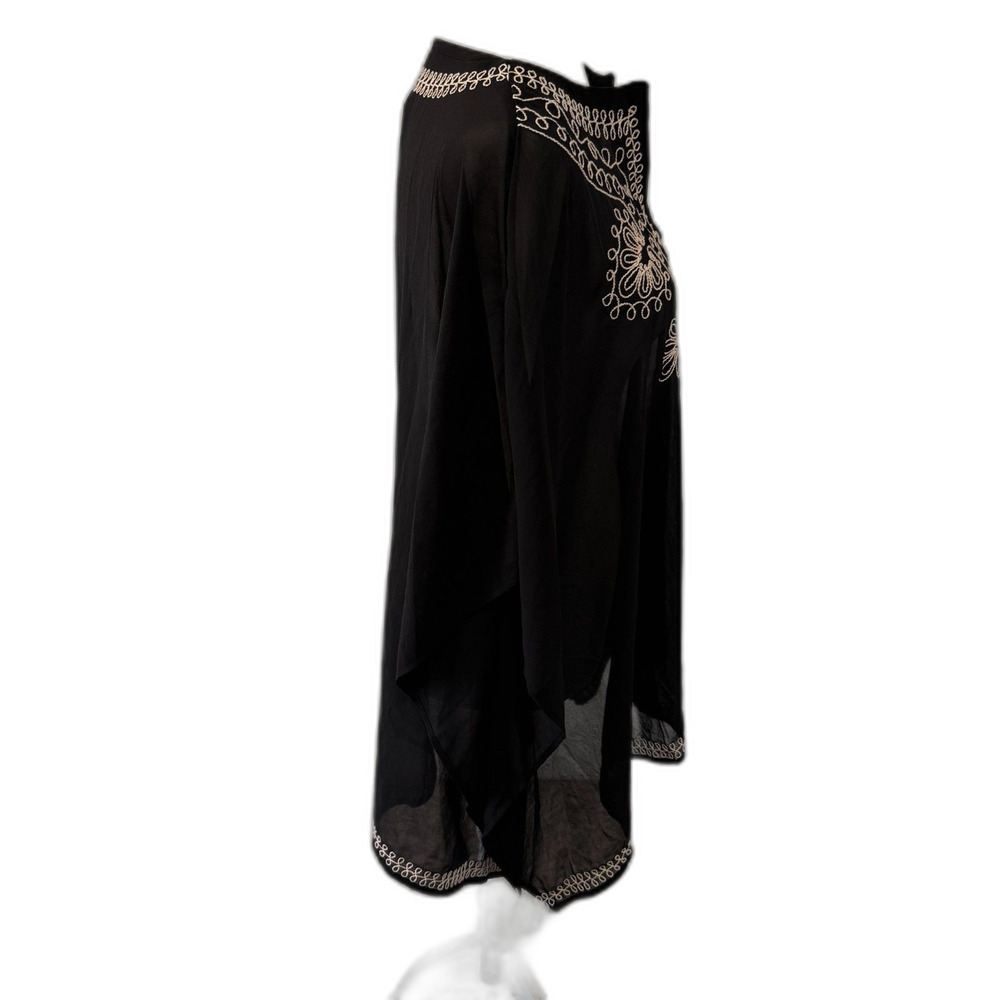 Chico's | Black Sheer Embroidered Detail Poncho Swim Coverup Size L / XL - Picture 3 of 6
